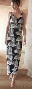 Karen Kane Palm Print Side Slit Maxi Dress
